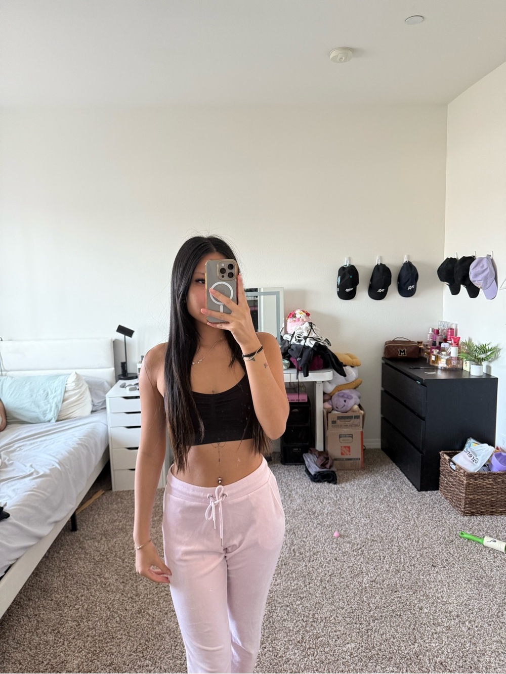 Garage pink velvet joggers
